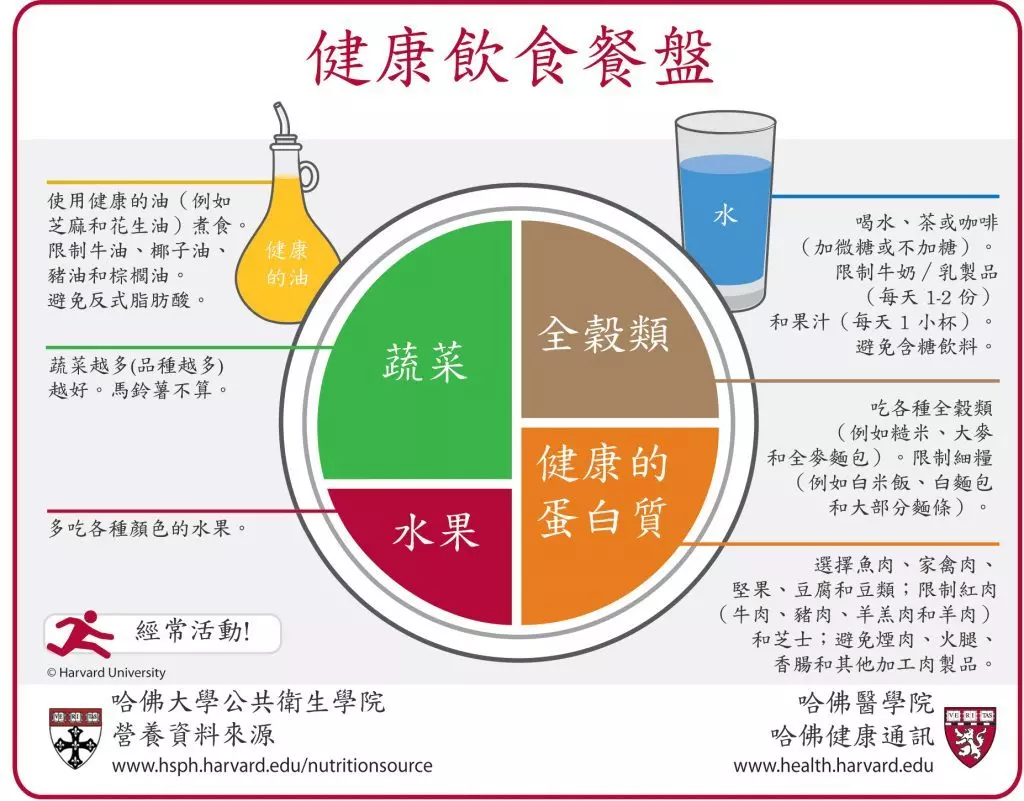 圖 取自Harvard Gazette/健康飲食餐盤。